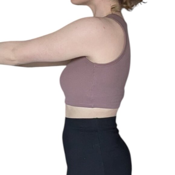 White Fox Boutique Brown Waffle Cropped Tank Top Women Size Small - Picture 2 of 11